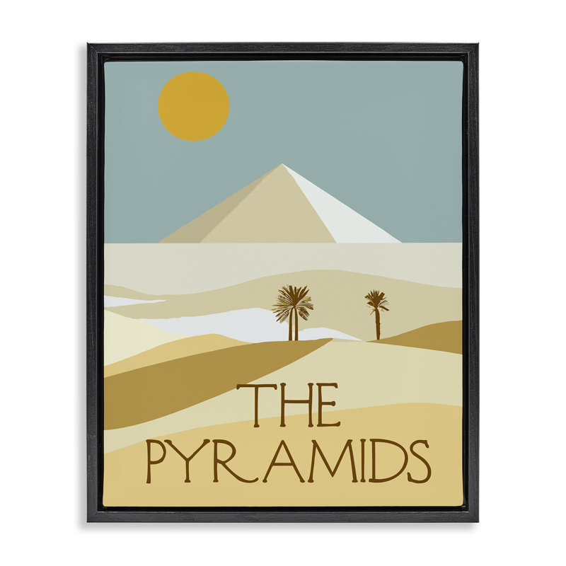 «Égyptian pyramides landmark» par Daphne Polselli, H 31 po x l 25 po, Cadre flottant noir de jais