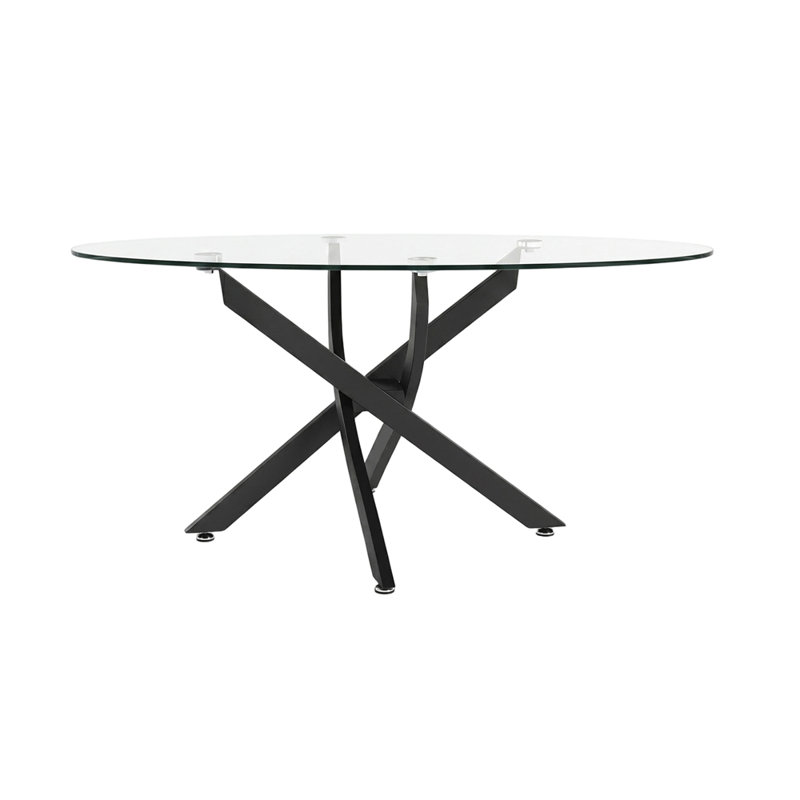 39.37" Glass Side Table with Black Legs