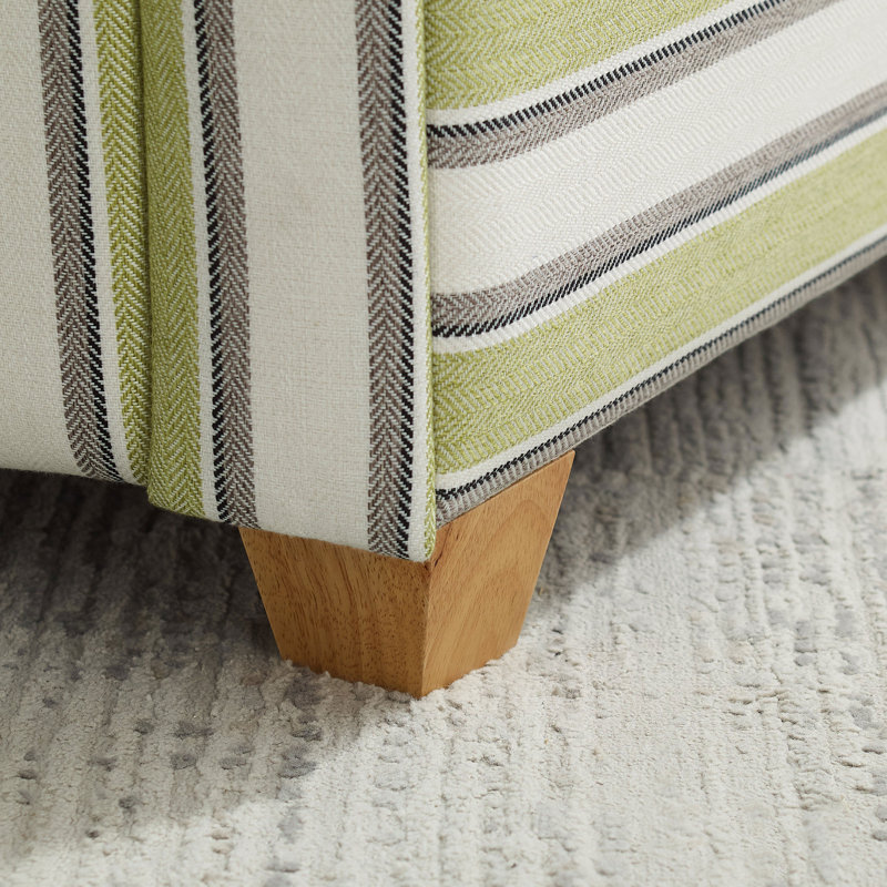40.94‘’ Oversized Accent Chair With Stripe Pattern, Striped Fabric Armchair, Green Polyester Blend