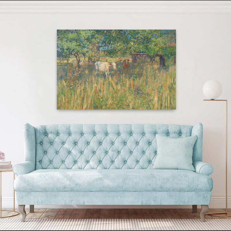 Vaches champêtre abstrait, vache, paysage naturel, art, H 40 po x l 60 po