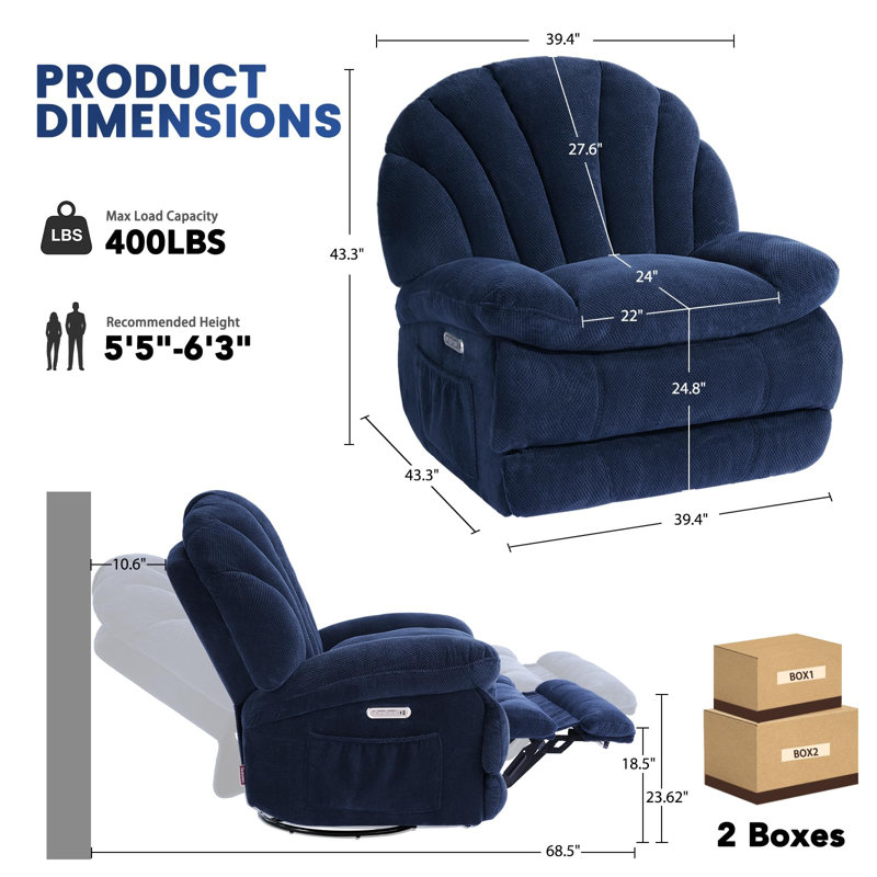 Fauteuil inclinable et oscillant surdimensionné EONIX, Marine
