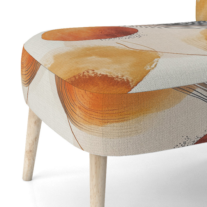 Chaise d'appoint abstraite rembourrée - Chaise d'appoint Boho Terracotta Pulse IV, Side Chair Armless