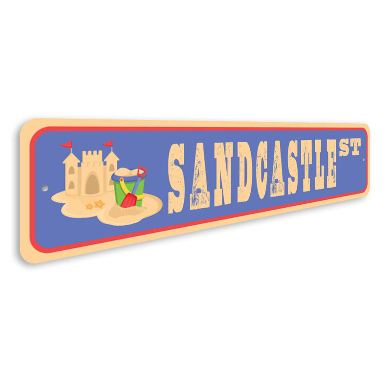 Plaque en aluminium Sandcastle Street, H 6 po x l 24 po x P 0,06 po
