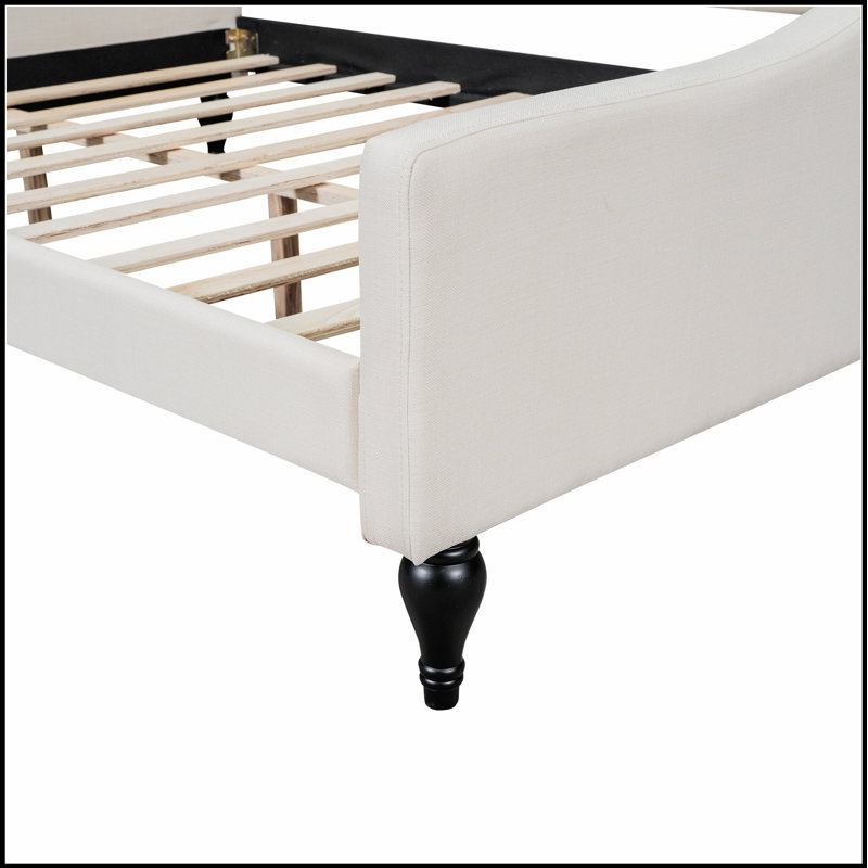 Upholstered Tufted Daybed with Durable Linen Fabric and Stylish Wing-Back Design for Versatile Living Spaces