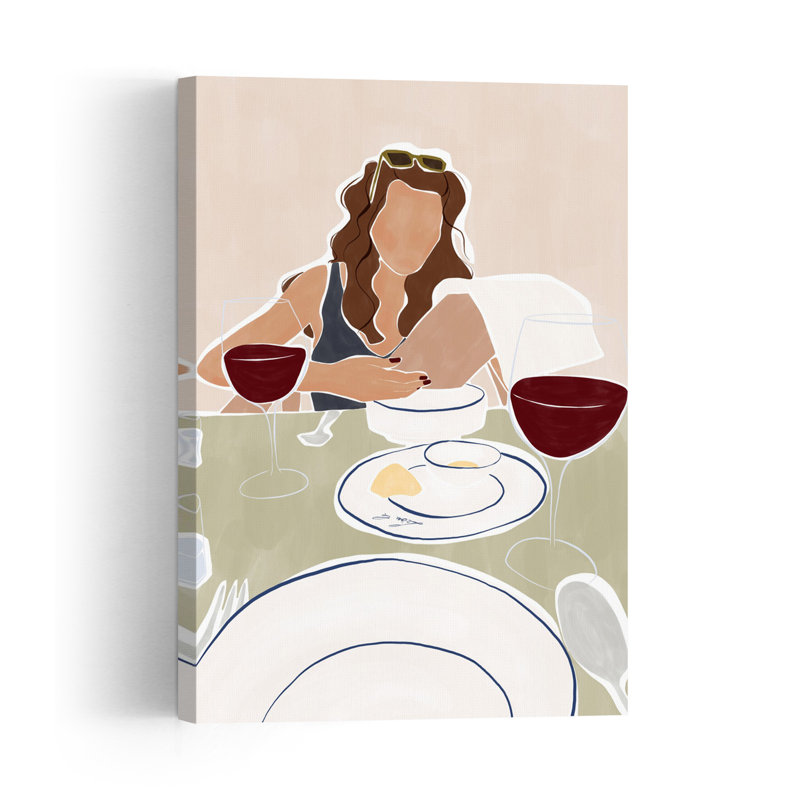 Casual Dinner Moment Contemporary Ivy Wall Art Print by Ivy Green Illustrations - Wrapped Canvas Print, 45.72cm H x 30.48cm W