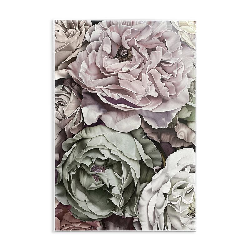 Art détaillé sur plaque de roses empilées, design par Annabelle Hall, H 15 po x l 10 po