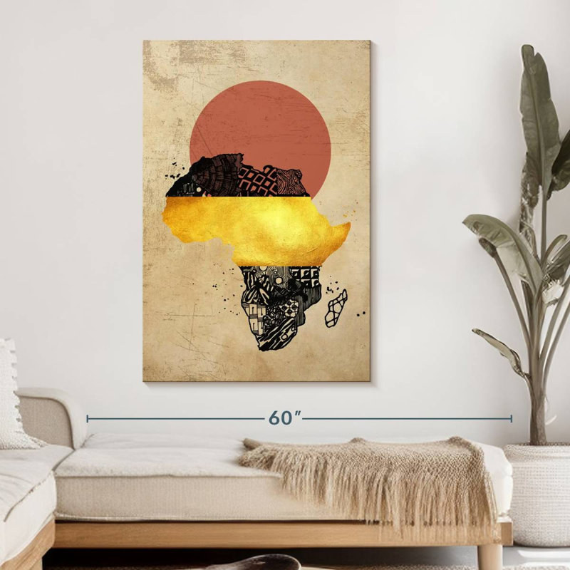 Cartes de l'Afrique abstraite, H 48 po x l 32 po x P 1,25 po
