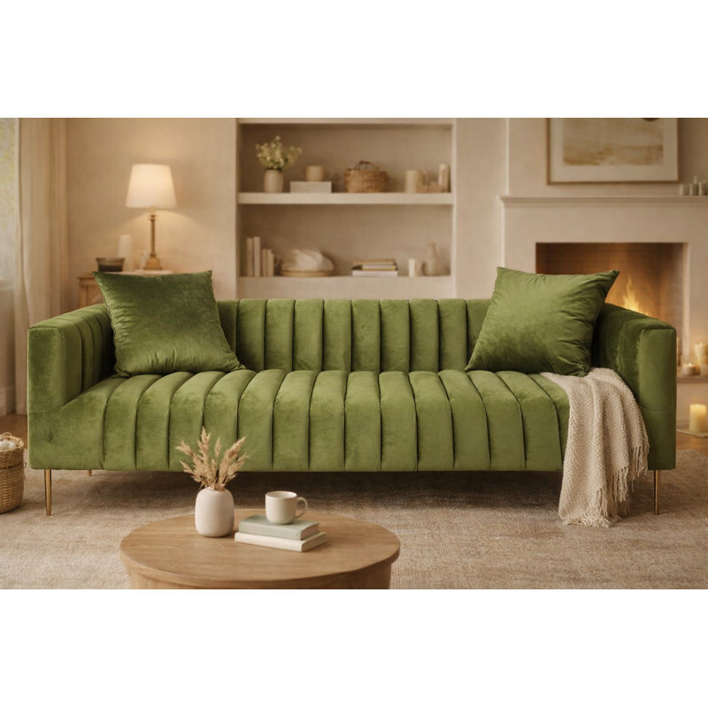 Gleaves 90'' Velvet Sofa, Olive Velvet