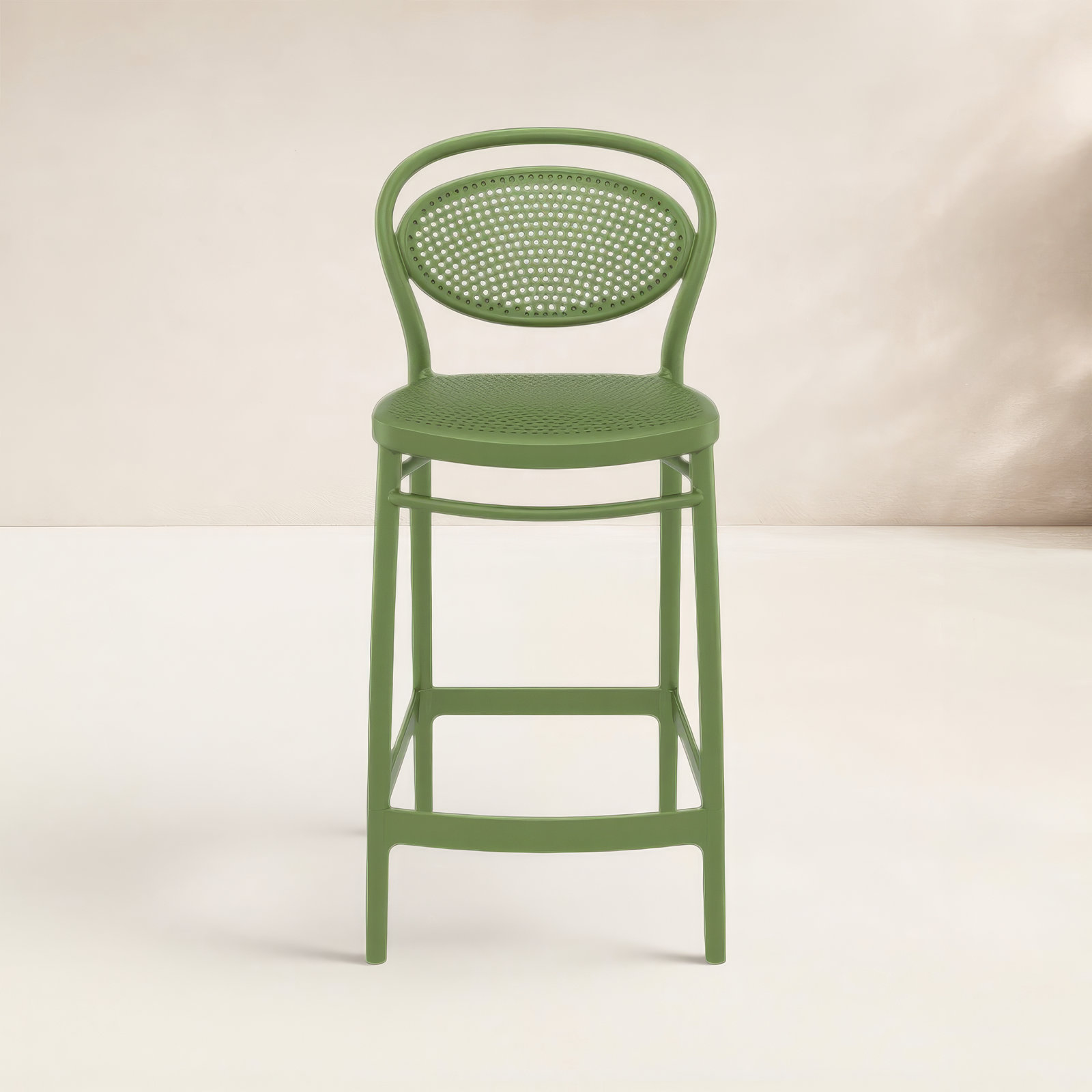 Farrah Outdoor Bar Stool, Olive Green, Counter Stool (25.6" Seat Height)
