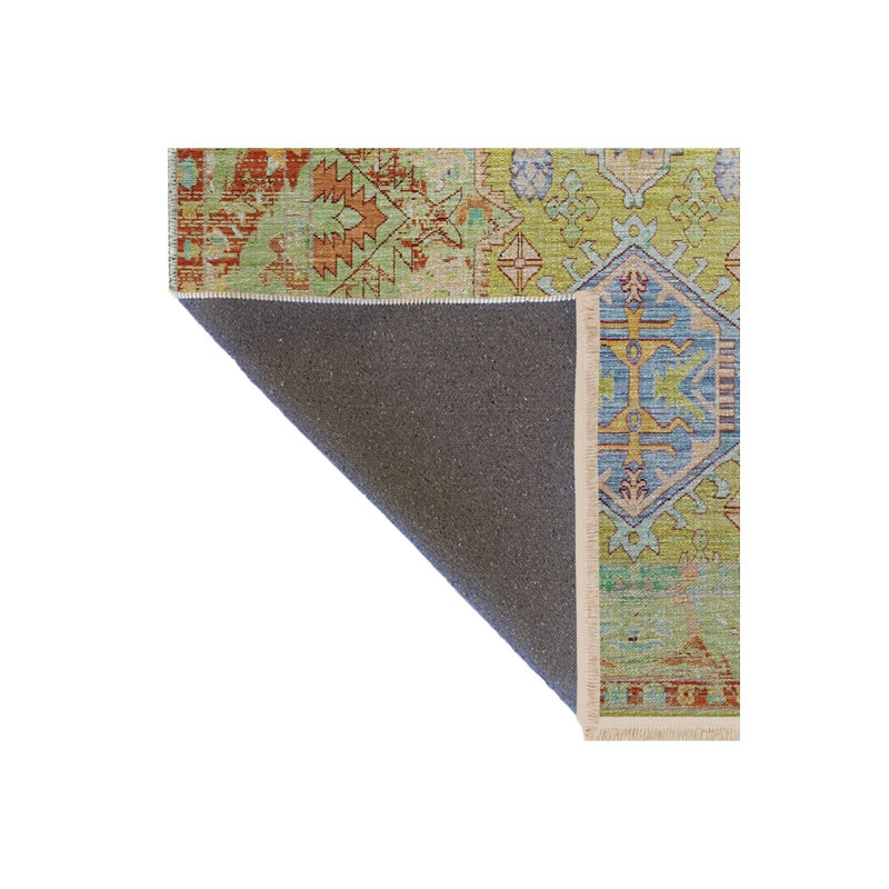 Tapis lavable décoratif multicolore jaune, Sous-tapis rectangulaire de 3 pi 3 po x 4 pi 11 po