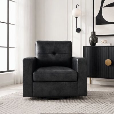 360-Degree Swivel Accent Chair with Point-Tufted Backrest