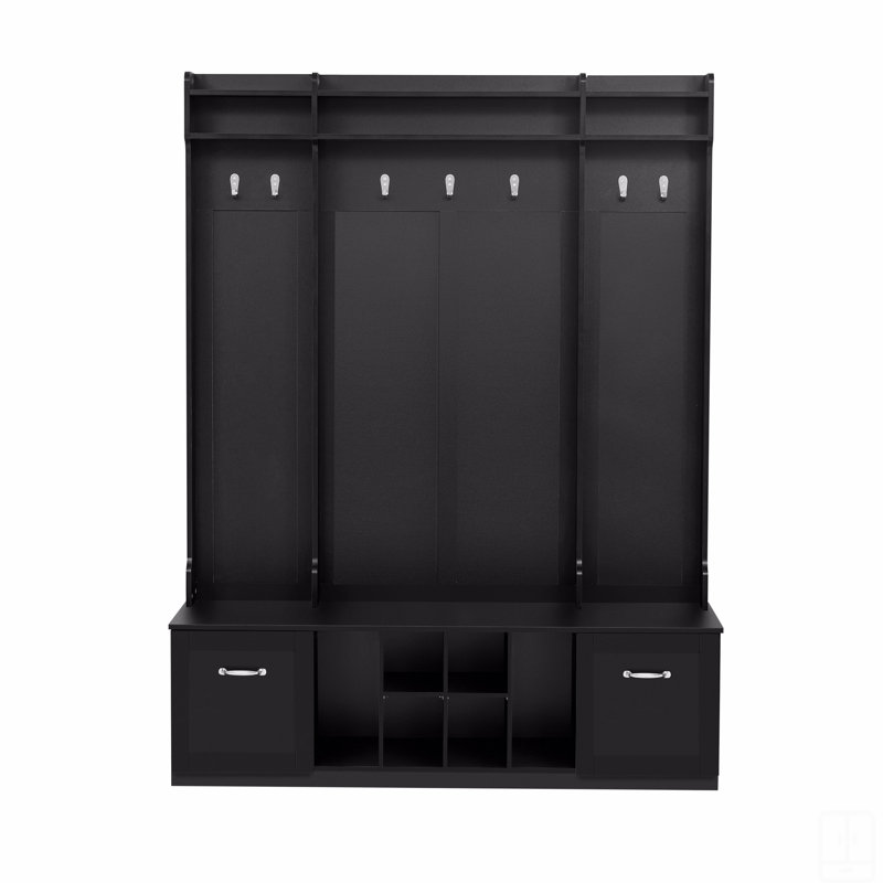 Banc de vestibule 5-en-1 avec portemanteau, Noir