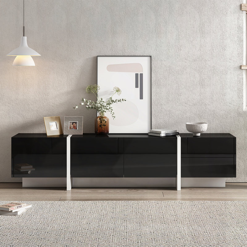 Meuble télé rectangulaire pour téléviseur de 80 po ou moins, Noir