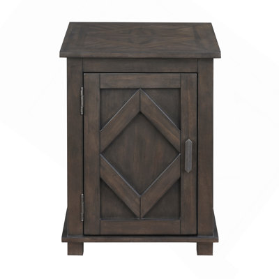 Traditional Rustic Chairside Table With Adjustable Storage Shelf Brown Finish Durable Wood Living Room Furniture 1Pc