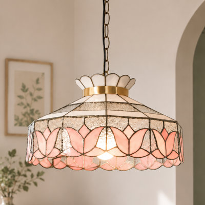 Tiffany Style Floral Hanging Lighting ,singe Head Stained Glass Pendant Light Fixture For Dining Room