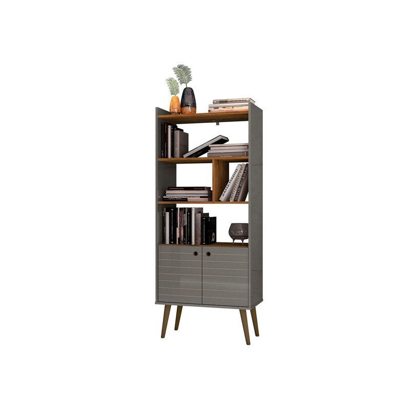 Helaina Geometric Storage Bookcase, Gray