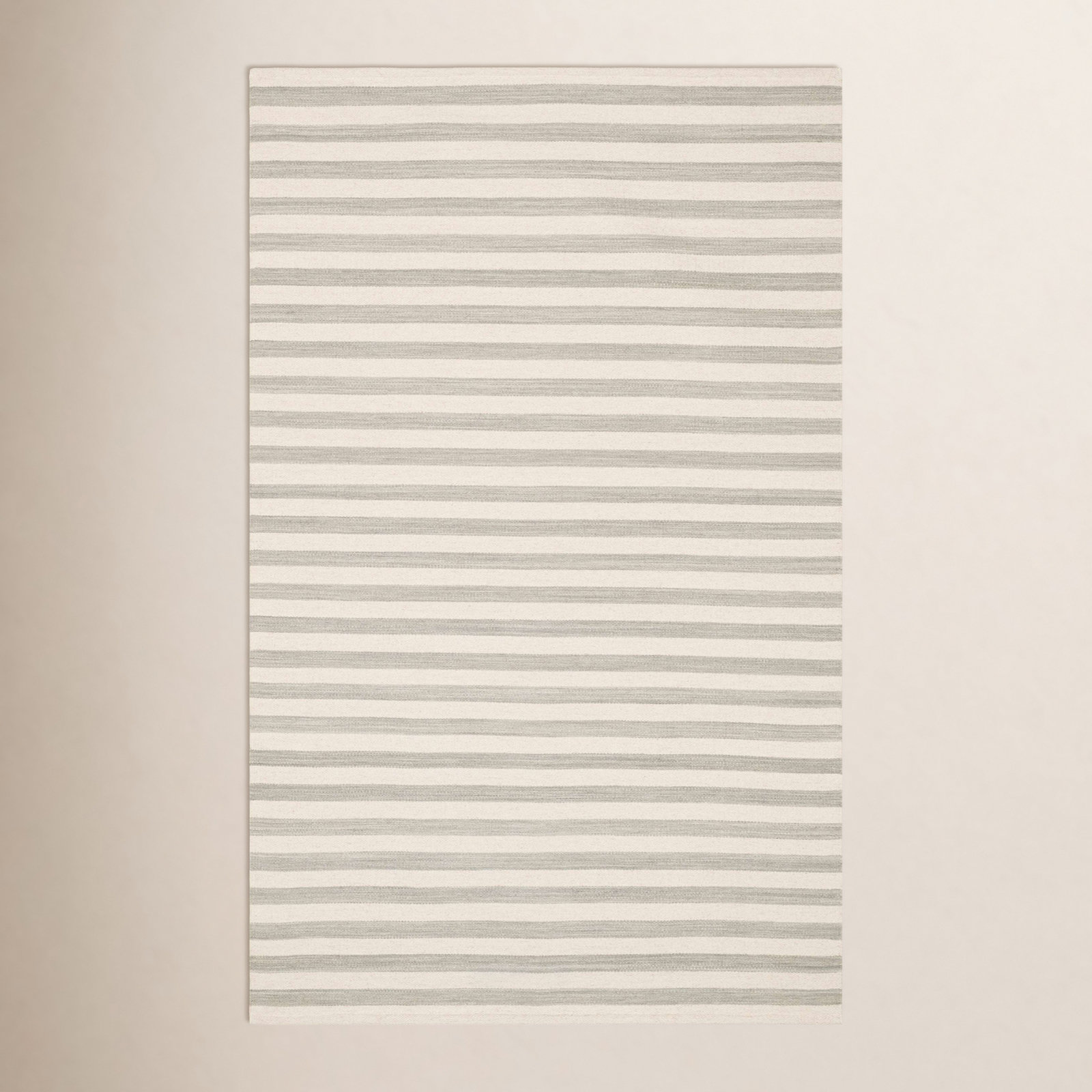 Renelso Grey Ivory Hand-Woven Wool Rug, Rectangle 4' x 6'