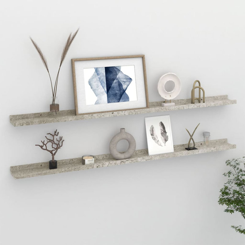 Gracelan 2 Piece Picture Ledge Wall Shelf, Concrete Grey, 3 cm H x 115 cm W x 9 cm D