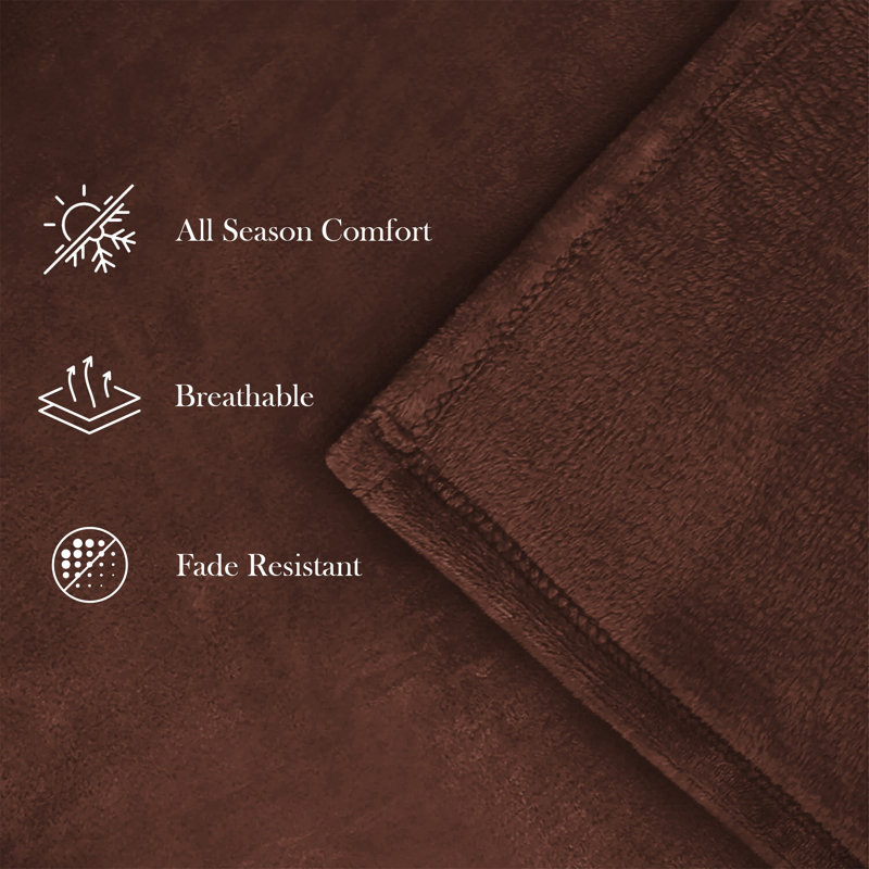 Faux Fur Reversible Fleece Throw Blanket – Soft & Cozy, Single (3'), Coffee