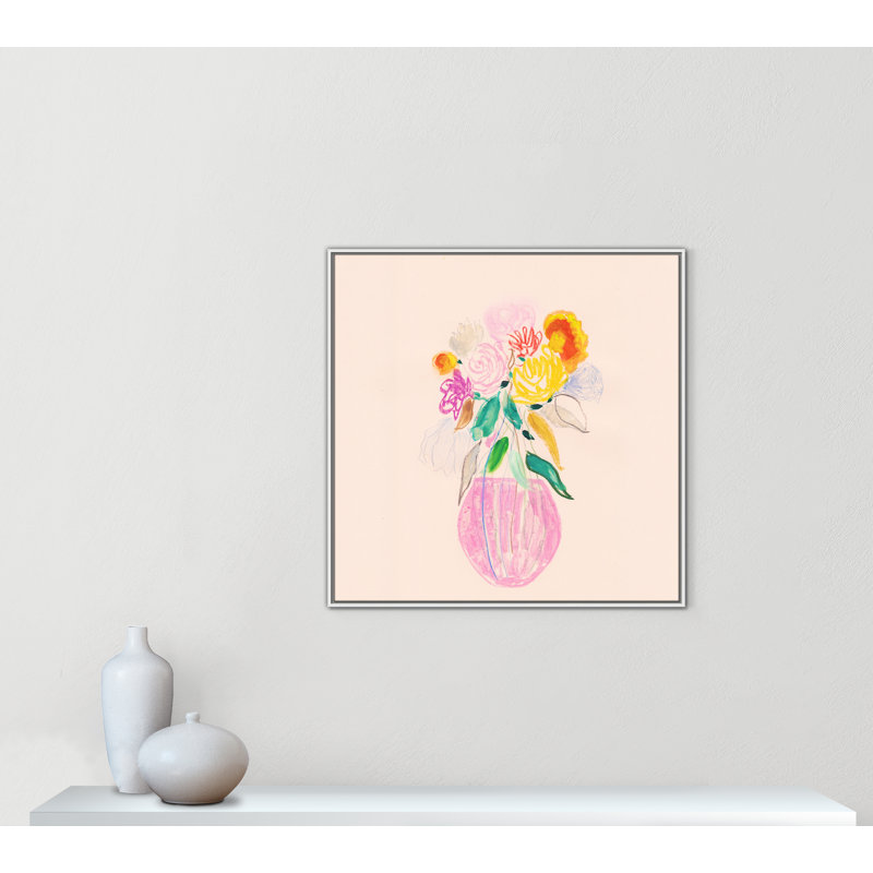 Simple floral I - reproduction carrée par Bea Dina, H 37,5 po x l 37,5 po, Blanc