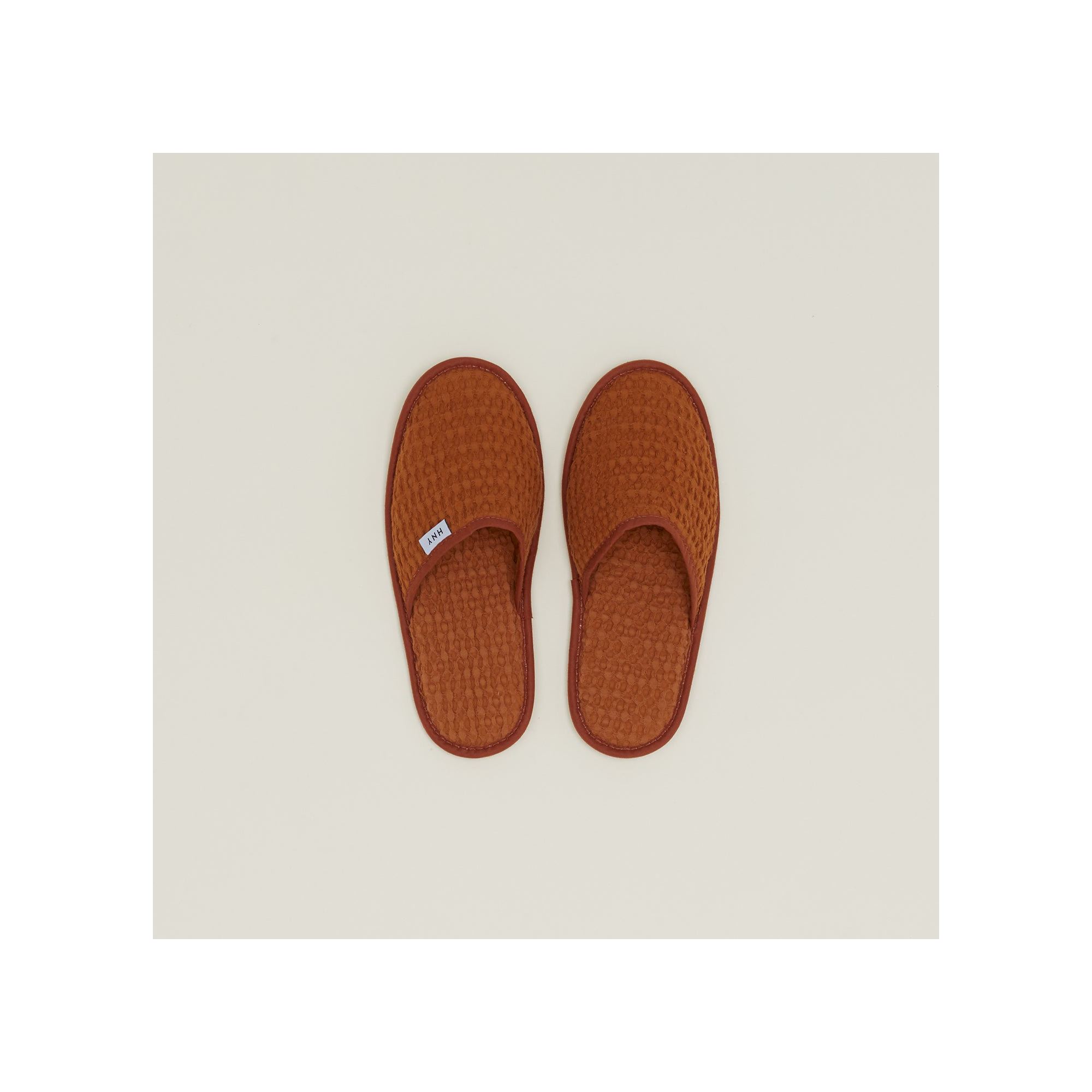Simple Cotton Waffle Slippers, Terracotta, Medium