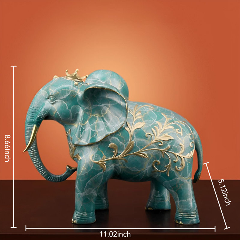 Sculpture artistique d'éléphant en laiton - décor traditionnel chinois, H 8,66 po x l 11,02 po x P 5,12 po