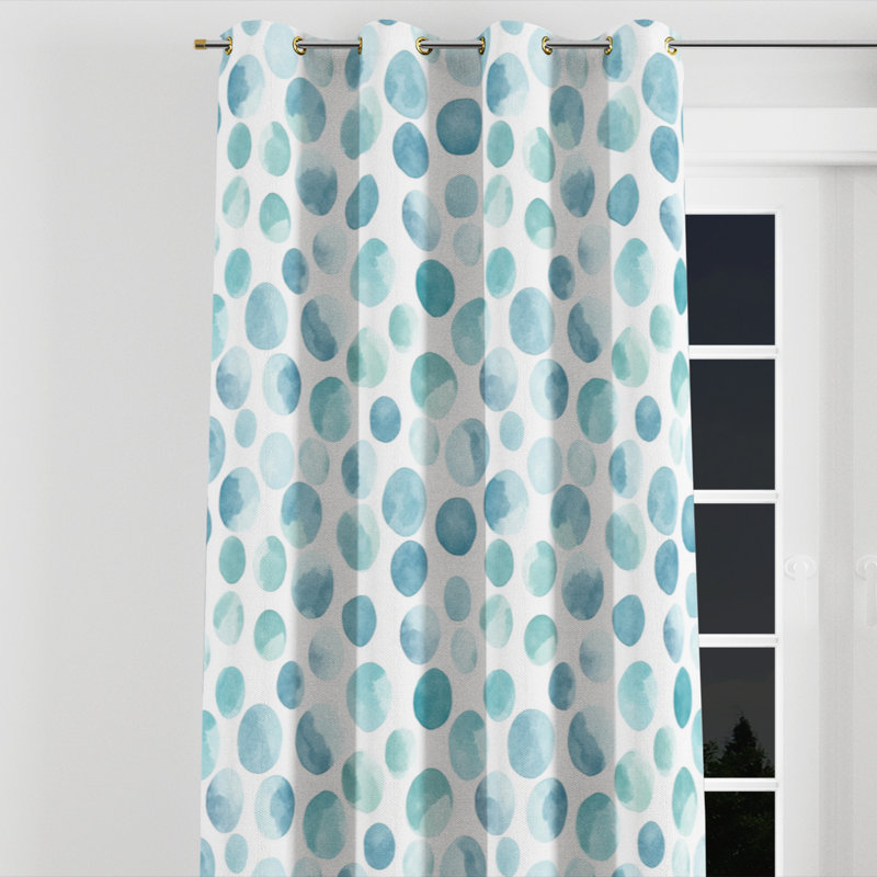 Rideaux à motif géométrique - 1 panneau à œillets Borgella Coastal, L 52 po x L 84 po, Œillets dorés