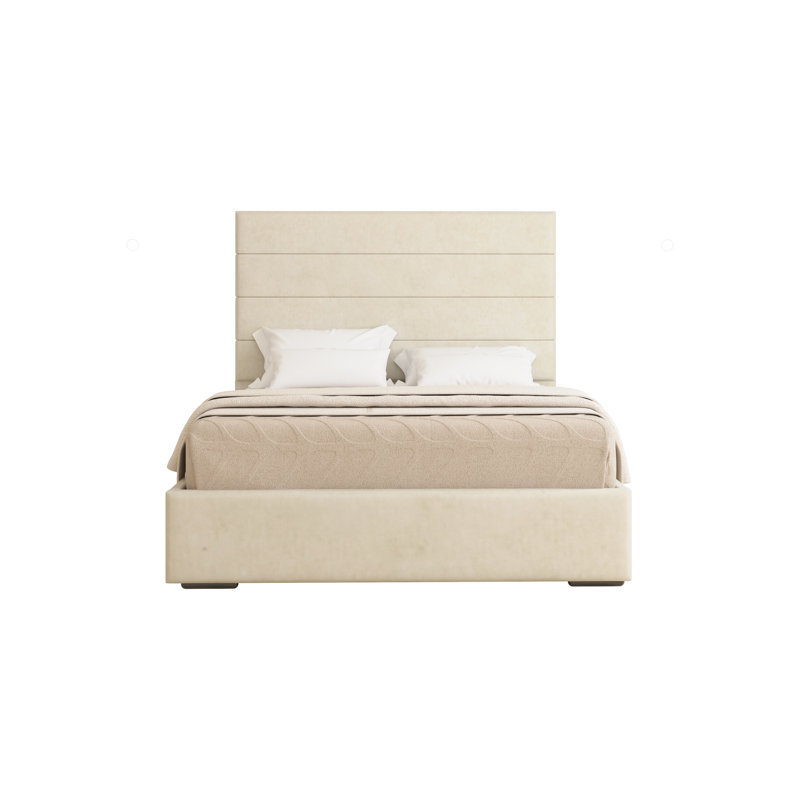 Chanute Upholstered Bed Frame, Cream, Double (4'6)