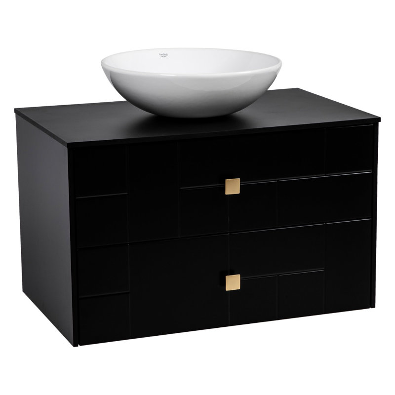 Meuble-lavabo mural avec lavabo Spruha-W_Modern, Noir mat