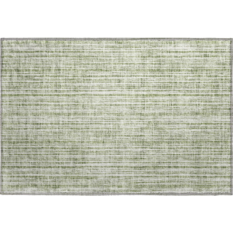 Premium Machine Washable Prisco Green Rug, Rectangle 1'8" x 2'6"