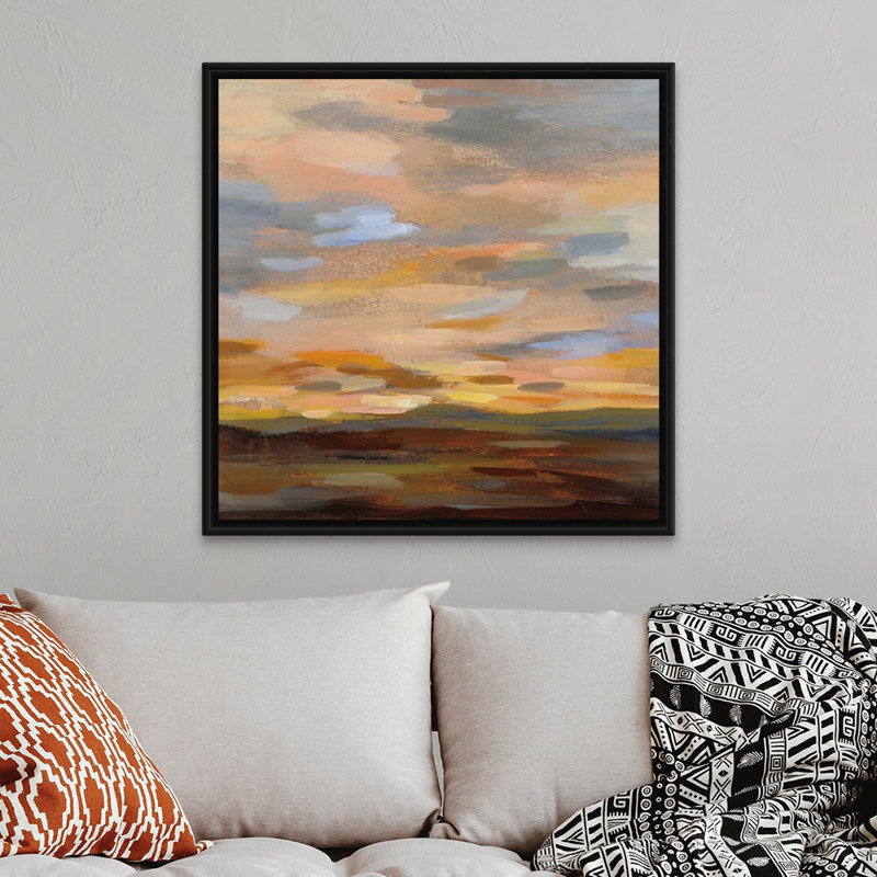 Ciel du désert III-reproduction d’art, Cadre flottant noir, H 38 po x l 38 po x P 1,75 po