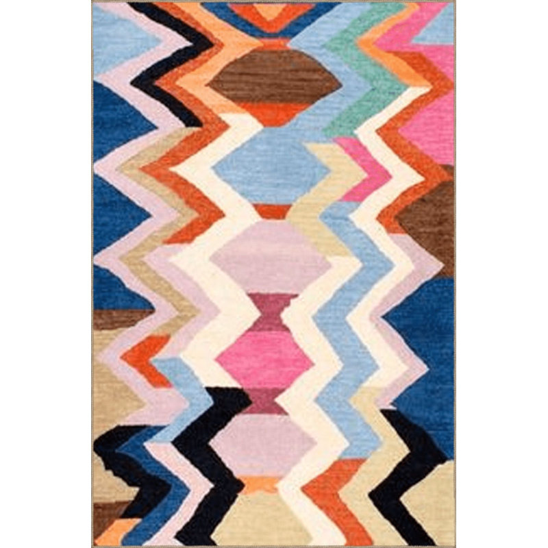 Multi Color Scandinavian Geometric Pattern Modern Decorative Machine Washable Area Rug, Rectangle 3'3" x 4'11"