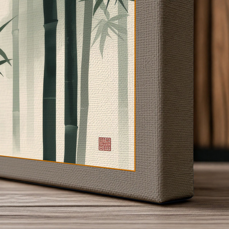 Bamboo Study Japandi - Wrapped Canvas, 36x24 - 91.4 x 61.0 cm, Taupe Border