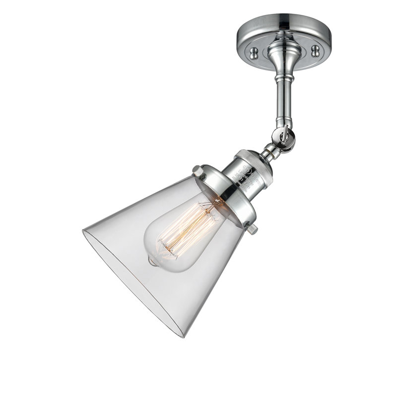 Applique murale 1 lumière Cone, Ampoule à DEL rétro de 6 watts, Clair, Chrome poli