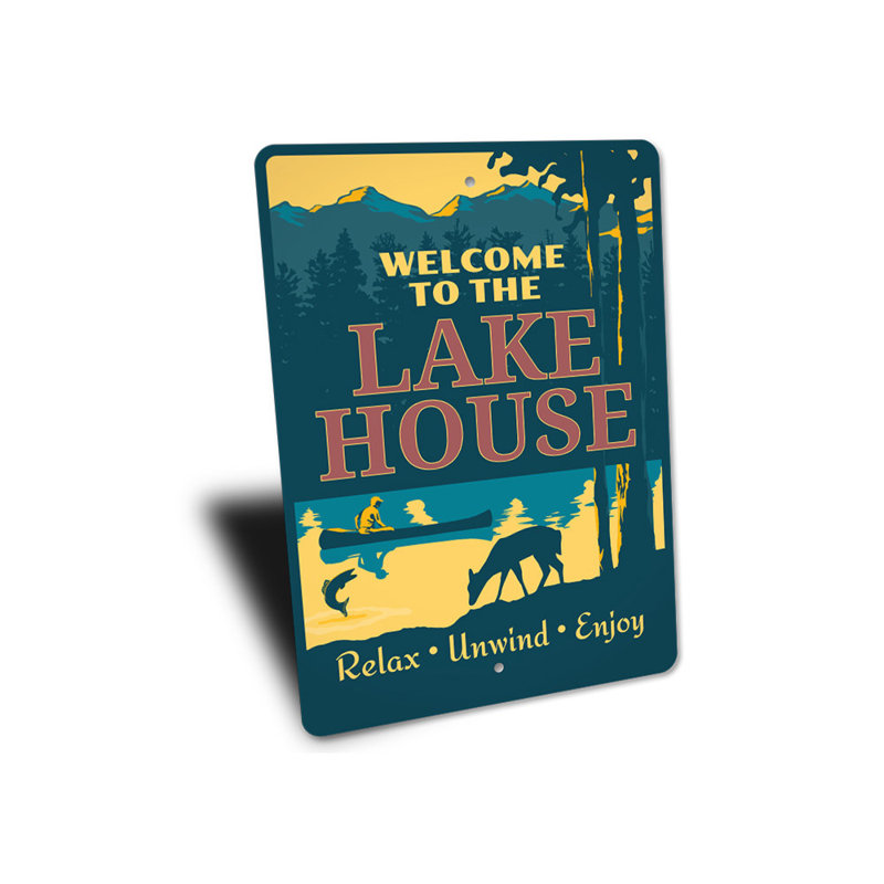 Plaque en aluminium Relax Lake House, H 14 po x l 10 po x P 0,04 po