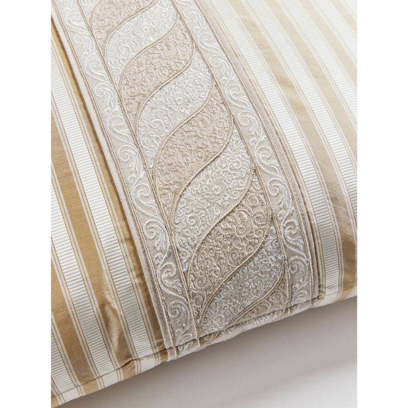 The MET x The House of Scalamandre Paisley/Shirred Stripe Pillow, Fawn