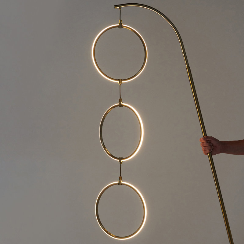 Brass Arc LED Floor Lamp with 3-Way Touch Switch