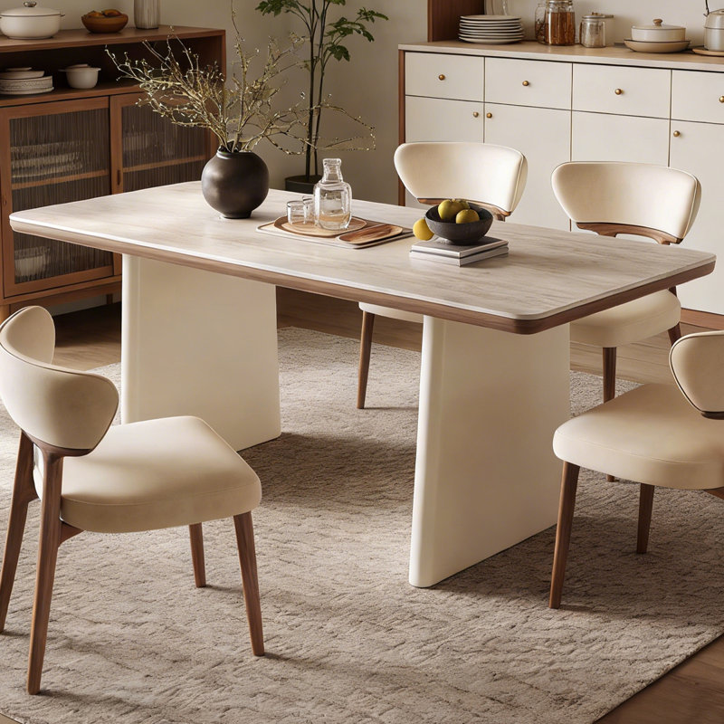 Table de salle à manger moderne française, 7 pièces : table, 6 chaises, 29,53 po H x 70,87 po l x 31,5 po P