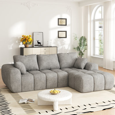 101" 2-Piece Chenille Upholstered Boneless Sectional, No Assembly Required Modern L-Shaped Couch Sofa Chaise