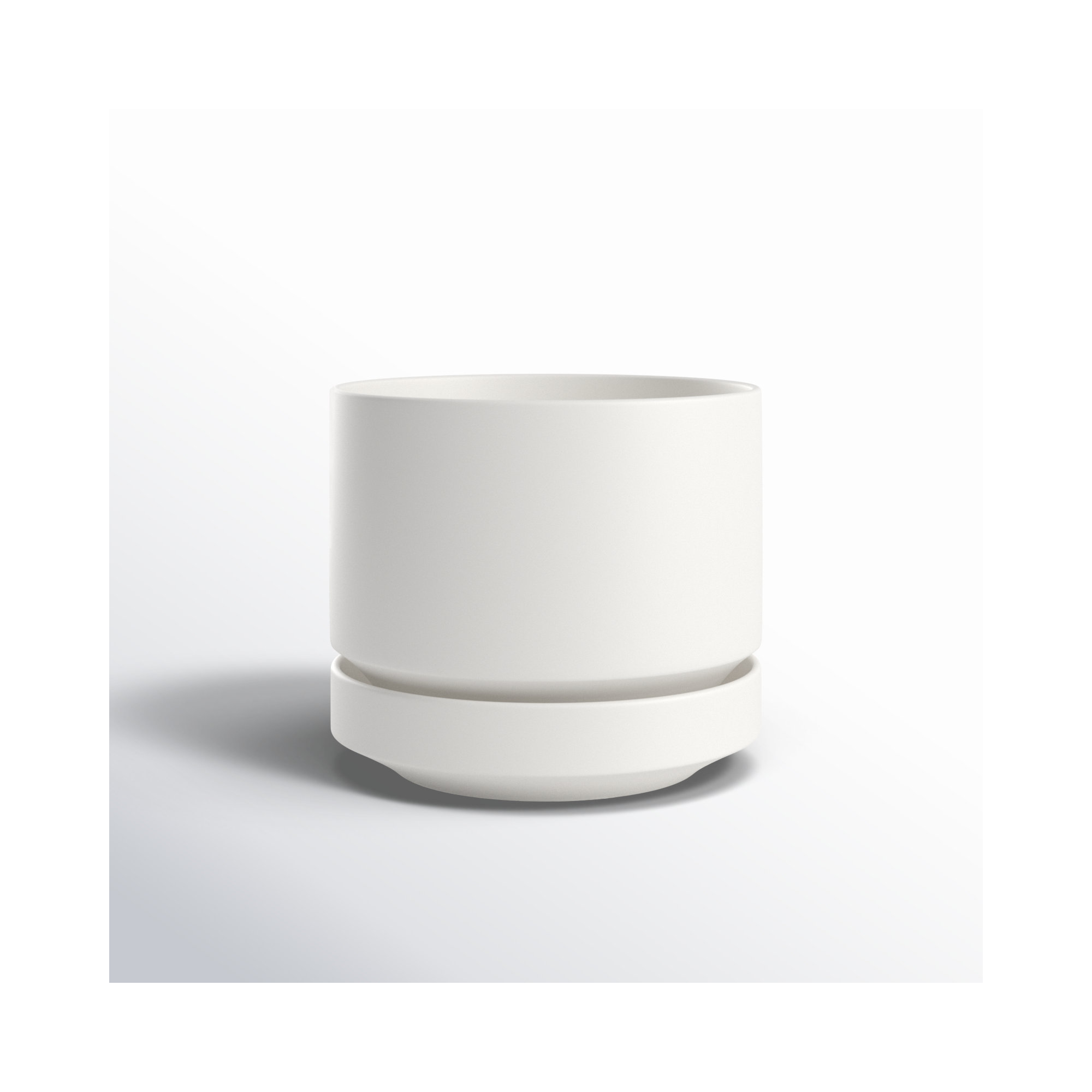 Byer Handmade Ceramic Pot Planter, 7.5" H x 8.75" W x 8.75" D, White