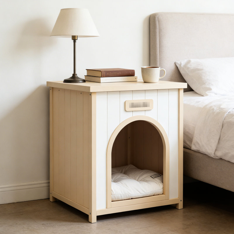 Scandinavian-Style Solid Pet House For Small Pets, 21 Function Side Table, Yellow, American Casual Design
