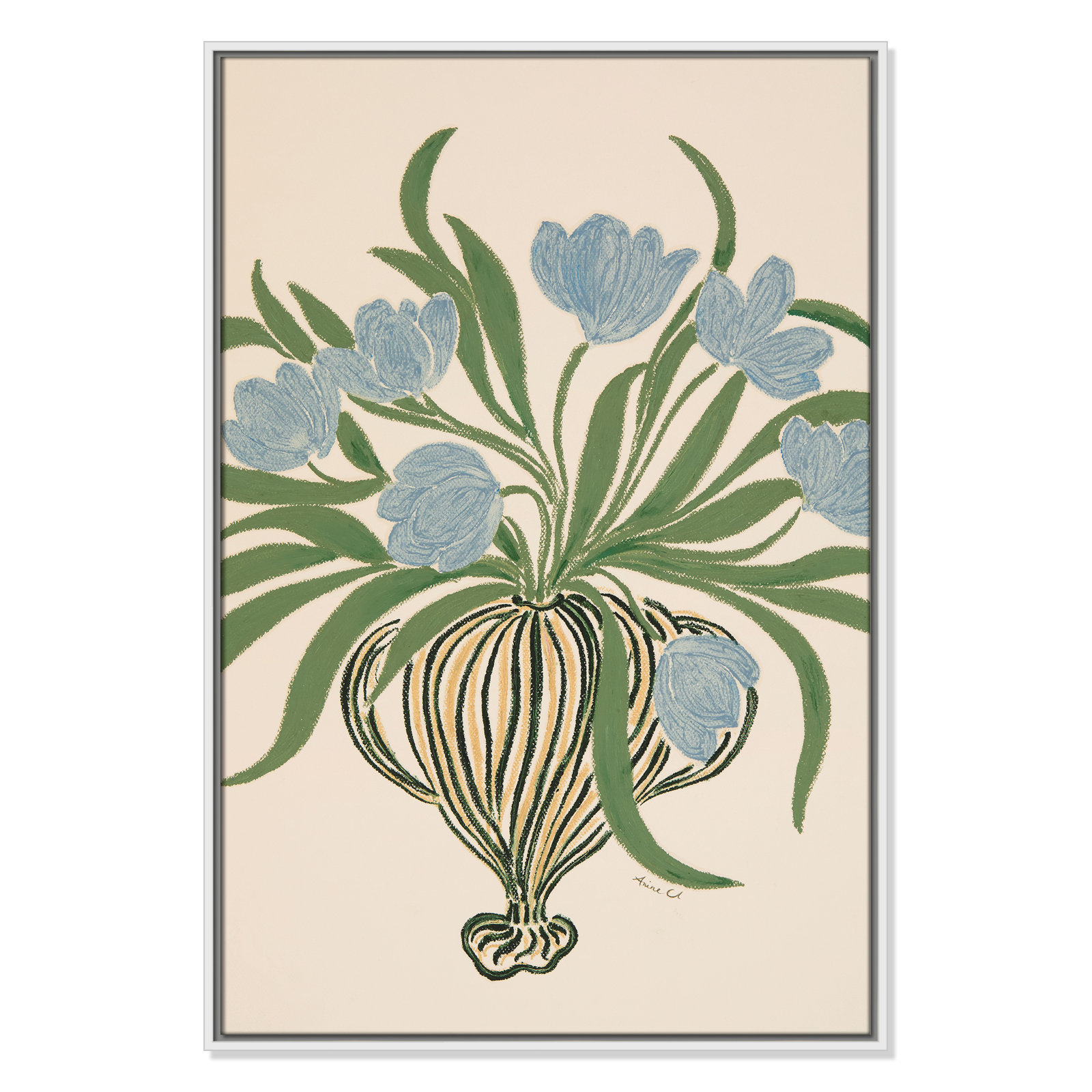 Colette "La Poire Blue Tulips" Print, 37.5" H x 25.5" W, White
