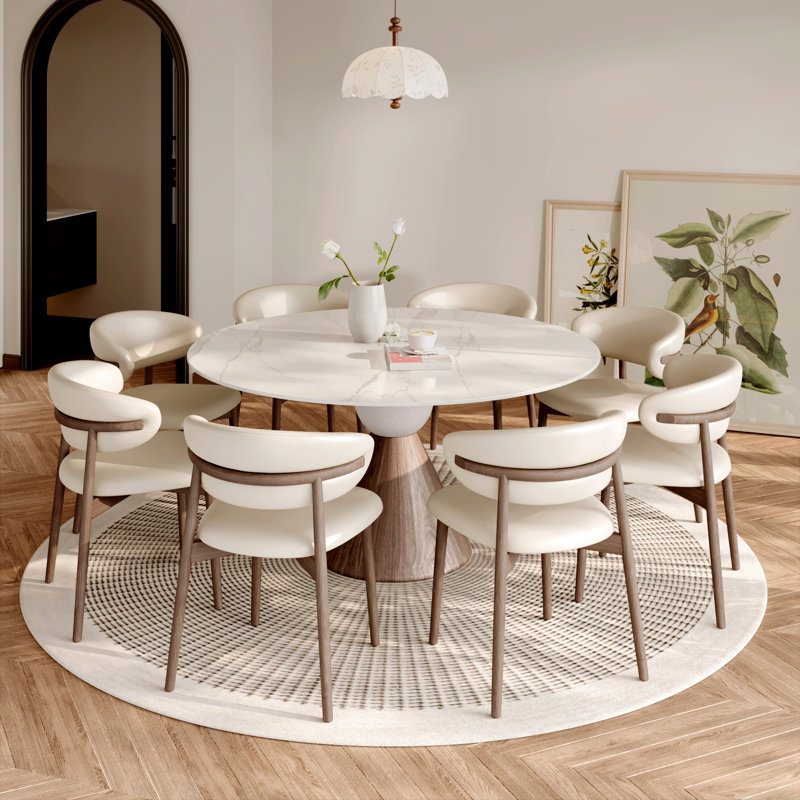 Ensemble de table de salle à manger Modern, 29.52"H x 53.15"L x 53.15"W, 5, Ivoire veiné