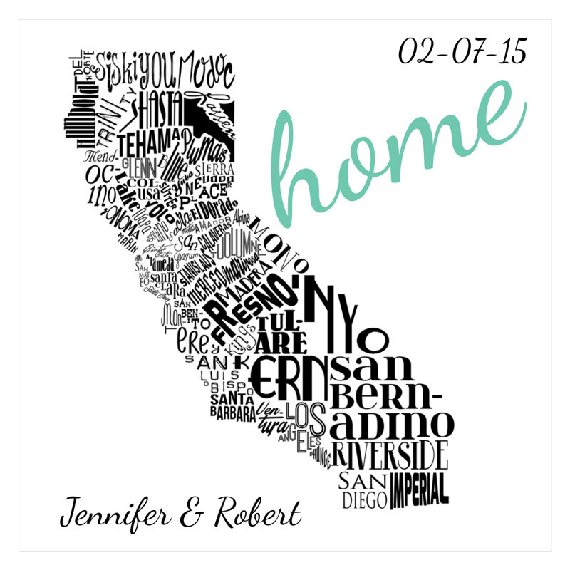 Décalcomanie murale personnalisée home california, H 20 po x l 20 po, Oui