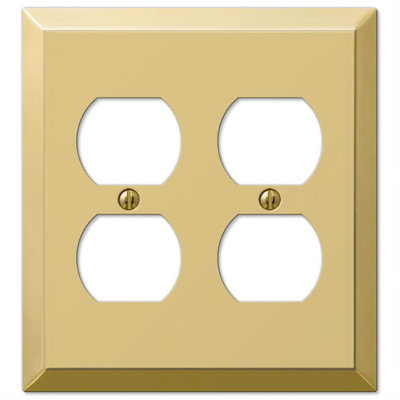 Amerelle Century Polished Brass 2 gang Metal Duplex Wall Plate 1 pk