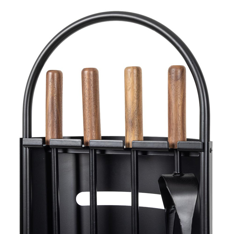 Modern Ember Noah 5 Piece Fireplace Tool Set in Black