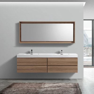 Meuble-lavabo double 79,125 "avec plateau Bliss