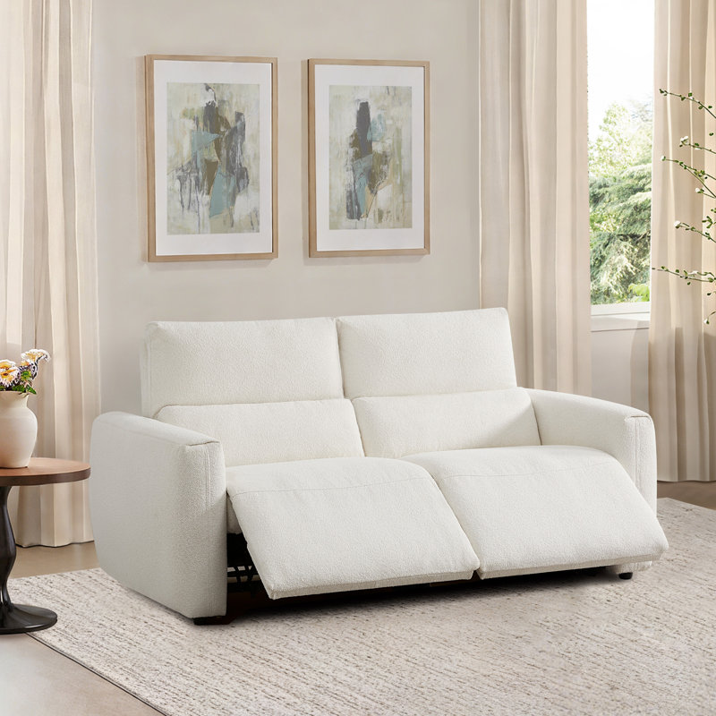 Causeuse inclinable rembourrée en polyester avec repose-tête et repose-pieds électriques, H 39,80 po x l 78 po x P 39,80 po