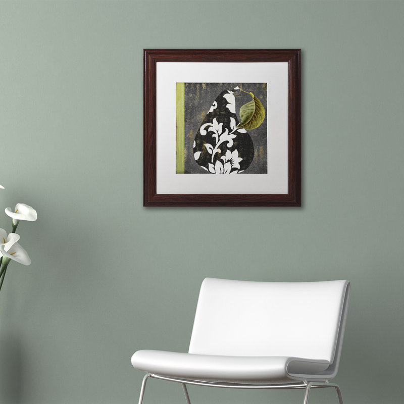 Jadaya «Decorative Pear II», impression encadrée, H 11 po x l 14 po x P 0,5 po, Blanc, Cadre brun