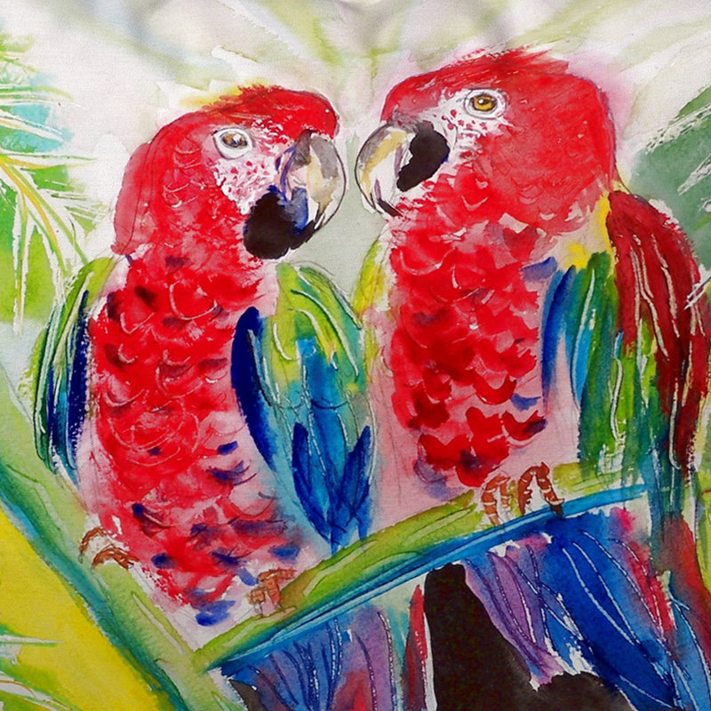 Two Parrots Outdoor Throw Pillow, Small